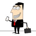 Businessman with mobile phone and briefcase Royalty Free Stock Photo