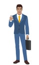 Businessman with mobile phone and briefcase Royalty Free Stock Photo