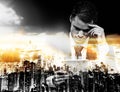 Businessman and modern megapolis Royalty Free Stock Photo