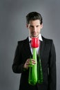 Businessman modern valentine rose flower in hand Royalty Free Stock Photo
