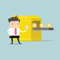 Businessman with Money making machine. vector Royalty Free Stock Photo
