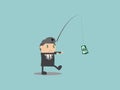 Businessman with money motivation. Doodle vector illustration cartoon character abstract.