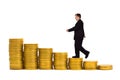 Businessman on money staircase Royalty Free Stock Photo