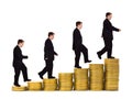 Businessman on money staircase Royalty Free Stock Photo