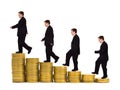 Businessman on money staircase Royalty Free Stock Photo