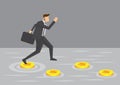 Businessman and Money Stepping Stones Vector Illustration Royalty Free Stock Photo