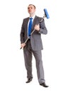 Businessman with a mop Royalty Free Stock Photo