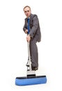 Businessman with a mop Royalty Free Stock Photo