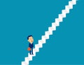 Businessman move up ladder. Concept cute business direction vector illustration, Kid business character design