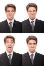 Businessman with multiple expressions