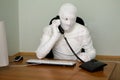 Businessman mummy with telephon Royalty Free Stock Photo
