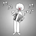 businessman musician with joker face playing piano accordion vector illustration doodle sketch hand drawn with black lines Royalty Free Stock Photo