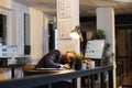 Businessman napping on desk because of overwork Royalty Free Stock Photo