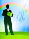 Businessman on Nature Rainbow Background