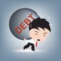 Businessman need help with debt burden on his shoulder, financial concept illustration vector in flat design