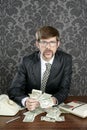 Businessman nerd accountant dollar notes Royalty Free Stock Photo