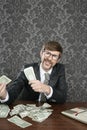 Businessman nerd accountant dollar notes Royalty Free Stock Photo