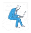 Businessman with a notebook - line design style illustration