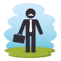 Businessman with nportfolio silhouette Royalty Free Stock Photo