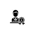 Businessman number one black icon concept. Businessman number one flat vector symbol, sign, illustration.