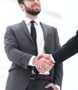 Bussines hand shaking will show succesful cooperation.