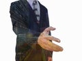 Businessman offering his hand for handshake. Greeting or .Congratulations on the big project Royalty Free Stock Photo