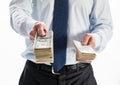 Businessman offering money to you Royalty Free Stock Photo