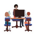 Businessman in the office with children avatar character