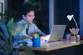 Businessman in the office at night working late Royalty Free Stock Photo