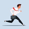 Businessman office worker rushing to job cartoon