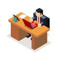 Businessman office workroom with laptop and