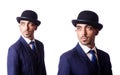 The businessman in old style hat Royalty Free Stock Photo