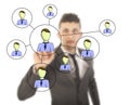 Businessman with online friends network isolated Royalty Free Stock Photo