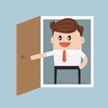 Businessman open the door, vector illustion flat design style.