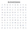 Businessman outline icons collection. Entrepreneur, Executive, Tycoon, Investor, Leader, Mogul, Administrator vector