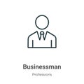 Businessman outline vector icon. Thin line black businessman icon, flat vector simple element illustration from editable