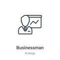 Businessman outline vector icon. Thin line black businessman icon, flat vector simple element illustration from editable strategy