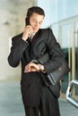 Businessman outside a modern building Royalty Free Stock Photo