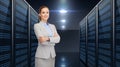 Businessman over server room background Royalty Free Stock Photo
