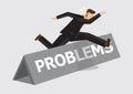 Businessman Overcoming Problem Obstacle Cartoon Vector Illustration Royalty Free Stock Photo