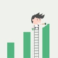 Businessman painting growing graph. Concept of help yourself. Royalty Free Stock Photo