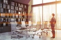 Businessman in panoramic conference room