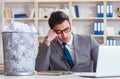 Businessman in paper recycling concept in office Royalty Free Stock Photo