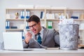 The businessman in paper recycling concept in office Royalty Free Stock Photo