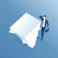 Businessman and paper stack