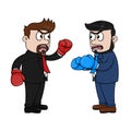 Businessman Partner Conflict Color Illustration