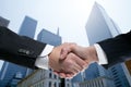 Businessman partners shaking hands with suit Royalty Free Stock Photo