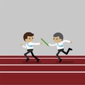 Businessman passing the baton in a relay race Royalty Free Stock Photo