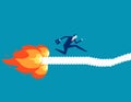 Businessman path burned by flames. Business escape and crisis vector illustration