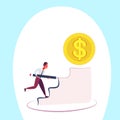 Businessman pave the way climbing podium dollar coin business strategy success concept flat